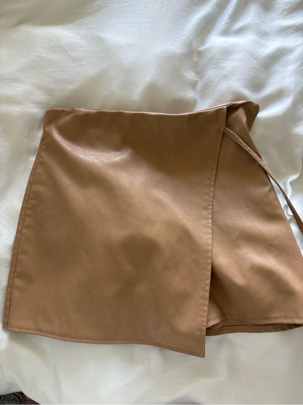 Zara Beige Faux Leather Squort with Wrap Detail